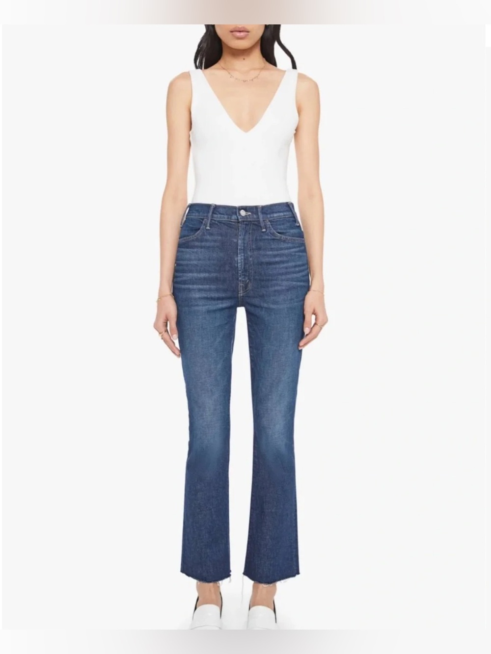 MOTHER Dark Blue High-Rise Flare Jeans